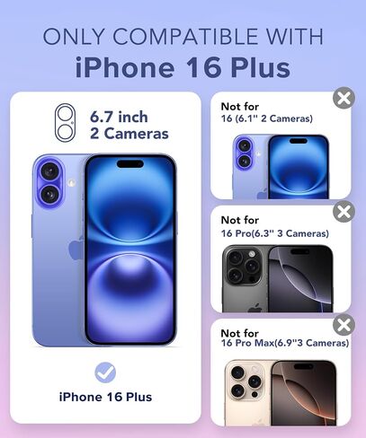 BERFY Compatible with iPhone 16 Plus Case Glitter, [5 in 1] with 2X Screen Protector + 2X Camera Lens Protector, [Non-Yellowing] Clear Sparkle Shockproof Hard Phone Case for Women 6.7", Shiny Clear in Saudi Arabia
