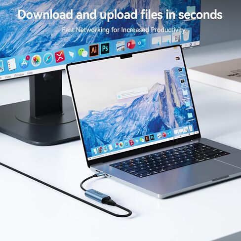 USB C to Ethernet 2.5 Gbps Adapter, USB C to RJ45 Network Converter (Thunderbolt 4/3 Compatible),Aluminum USB-C to 2.5 Gigabit LAN Ethernet Compatible for iPhone 15 Pro/max,XPS, Surface-Gray in Saudi Arabia