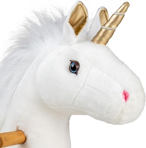 لعبة ركوب الخيل لمدة 3-5 سنوات، حصان ركوب الخيل الحقيقي للأطفال مع عجلات (بني، 29.92 بوصة طول × 9.84 بوصة عرض × 31.12 بوصة ارتفاع) in Kuwait