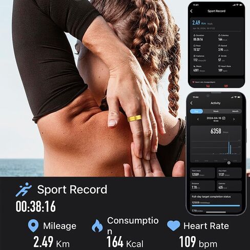Smart Ring Fitness Tracker Rings for Men Women, Fitness Ring Heart Rate Blood Oxygen Sleep Ring Calories Step Counter Pedometer, Waterproof Health Smart Rings for Android iOS Phones in Saudi Arabia