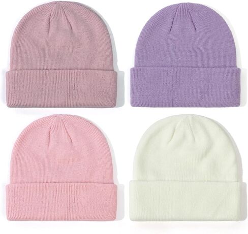 Sea Zaela 4 Packs Baby Toddler Winter Hats Infant Boys Girls Beanie Soft Knitted Hat Set in Kuwait