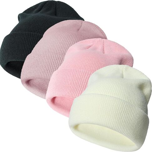 Sea Zaela 4 Packs Baby Toddler Winter Hats Infant Boys Girls Beanie Soft Knitted Hat Set in Kuwait