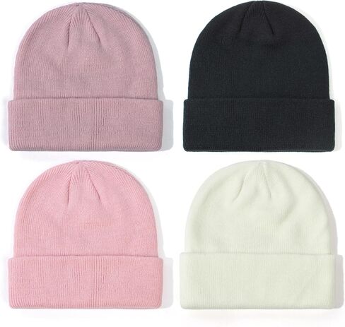 Sea Zaela 4 Packs Baby Toddler Winter Hats Infant Boys Girls Beanie Soft Knitted Hat Set in Kuwait