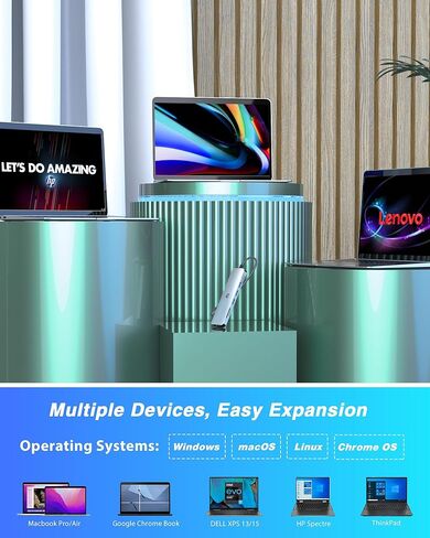 محور USB C، محور TOTU 6 في 1 من النوع C، محطة إرساء للكمبيوتر المحمول مع HDMI 4K، USB 3.0، 2*USB 2.0، قارئ بطاقة SD/TF لأجهزة الكمبيوتر المحمولة من النوع C in Kuwait