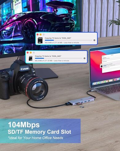 محور USB C، محور TOTU 6 في 1 من النوع C، محطة إرساء للكمبيوتر المحمول مع HDMI 4K، USB 3.0، 2*USB 2.0، قارئ بطاقة SD/TF لأجهزة الكمبيوتر المحمولة من النوع C in Kuwait