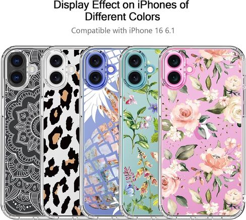 bicol for iPhone 16 Pro Case with Screen Protector, Enhanced Camera Protection, Crystal Clear Cover with Fashionable Designs for Girls Women, Slim Fit Protective Phone Case, Blooming Flowers in Saudi Arabia