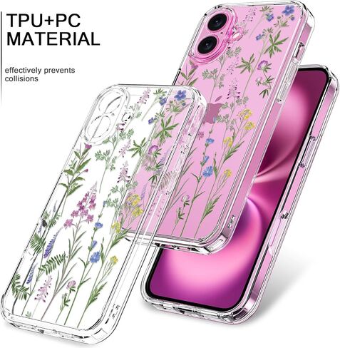 bicol for iPhone 16 Pro Case with Screen Protector, Enhanced Camera Protection, Crystal Clear Cover with Fashionable Designs for Girls Women, Slim Fit Protective Phone Case, Blooming Flowers in Saudi Arabia