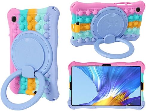 Case for Samsung A9 8.7-inch Tablet SM-X110 X115 X117 Colorful Silicone Case with 360° Rotatable Stand for Multi-Angle Video Viewing (Colorful Dark Blue) in Saudi Arabia