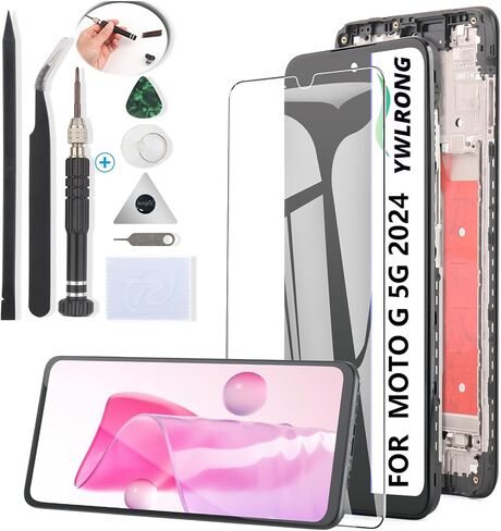YWLRONG for Motorola Moto G 5G 2024 Screen Replacement for Motorola G 5G 2024 XT2417 LCD Display Touch Screen Digitizer Assembly Replacement with Tools（with Frame） in Saudi Arabia