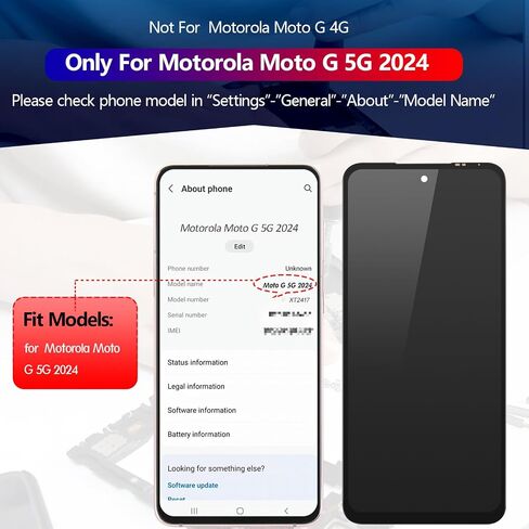 YWLRONG for Motorola Moto G 5G 2024 Screen Replacement for Motorola G 5G 2024 XT2417 LCD Display Touch Screen Digitizer Assembly Replacement with Tools（with Frame） in Saudi Arabia