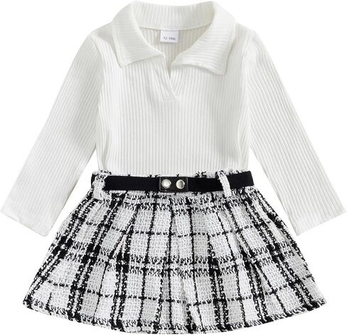 WZTYYDS Toddler Baby Girl Clothes 1T 2T 3T 4T Long Sleeve Ribbed Knit Tops Mini Skirts Set 2Pcs Fall Winter Outfits in Saudi Arabia