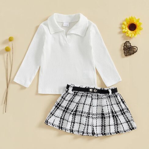 WZTYYDS Toddler Baby Girl Clothes 1T 2T 3T 4T Long Sleeve Ribbed Knit Tops Mini Skirts Set 2Pcs Fall Winter Outfits in Saudi Arabia