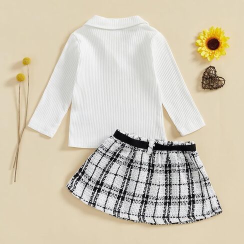 WZTYYDS Toddler Baby Girl Clothes 1T 2T 3T 4T Long Sleeve Ribbed Knit Tops Mini Skirts Set 2Pcs Fall Winter Outfits in Saudi Arabia