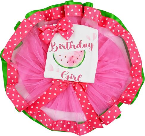 Infant Baby Girls 1st Birthday Watermelon Outfits Romper with Headband + Tutu Skirt Toddler Princess Dress in Saudi Arabia