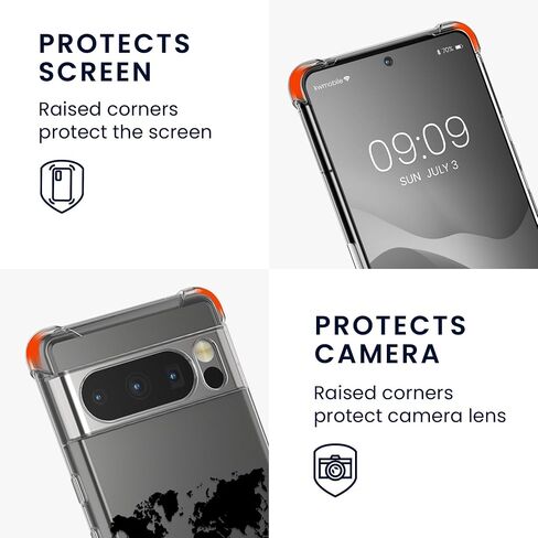 kwmobile Crossbody Case Compatible with Google Pixel 8 Pro Case Strap - Travel Black/Multicolor/Transparent in Saudi Arabia