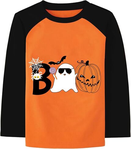 DDSOL Boys Toddler Halloween Skeleton Shirt Dinosaur Monster Truck Long Sleeve T-Shirt Boo Pumpkin Tee Top Kid Clothes in Saudi Arabia
