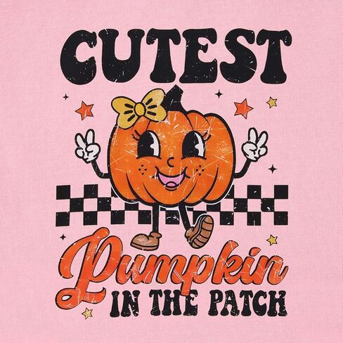 Toddler Girl Halloween Shirt Cutest Pumpkin in The Patch T-Shirt Spooky Season Pumpkin Graphic Short Sleeve Tee Tops in Saudi Arabia