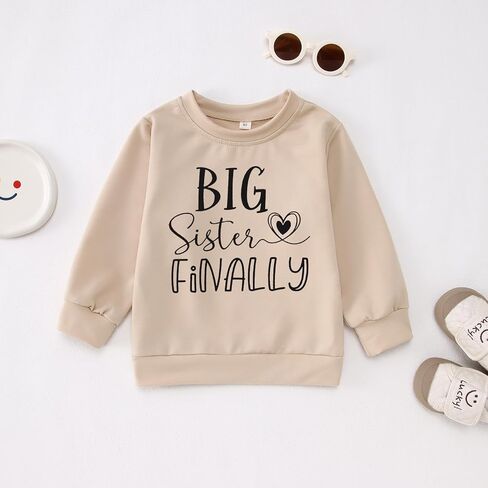 IZYJOY سويت شيرت الأخت الكبرى للأطفال الصغار تمت ترقيته إلى الأخت الكبرى مرة أخرى وأخيرًا بلوفر علوي للفتيات الصغيرات زي بياقة دائرية in Kuwait