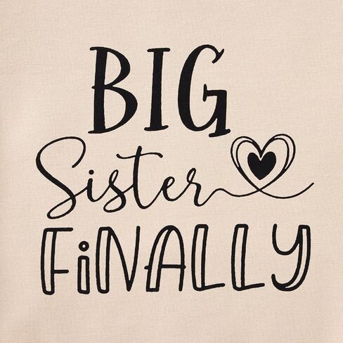 IZYJOY سويت شيرت الأخت الكبرى للأطفال الصغار تمت ترقيته إلى الأخت الكبرى مرة أخرى وأخيرًا بلوفر علوي للفتيات الصغيرات زي بياقة دائرية in Kuwait