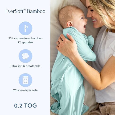 SleepingBaby EverSoft Zipadee-Zip Transitional Swaddle Sack, Viscose from Bamboo, Wearable Blanket with 2-Way Zipper - Sky Blue, S in Saudi Arabia