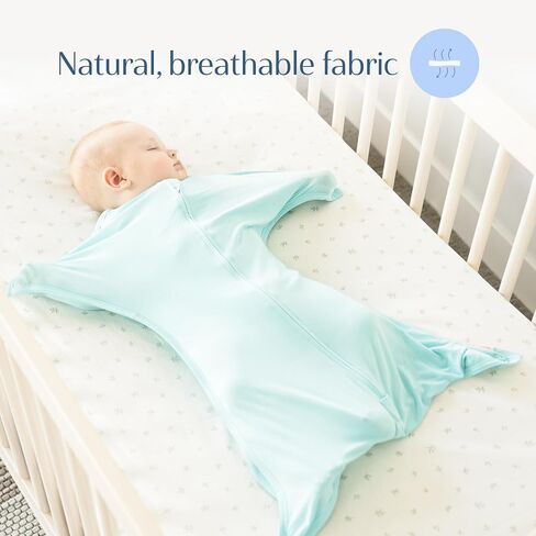 SleepingBaby EverSoft Zipadee-Zip Transitional Swaddle Sack, Viscose from Bamboo, Wearable Blanket with 2-Way Zipper - Sky Blue, S in Saudi Arabia