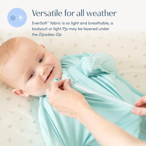 SleepingBaby EverSoft Zipadee-Zip Transitional Swaddle Sack, Viscose from Bamboo, Wearable Blanket with 2-Way Zipper - Sky Blue, S in Saudi Arabia