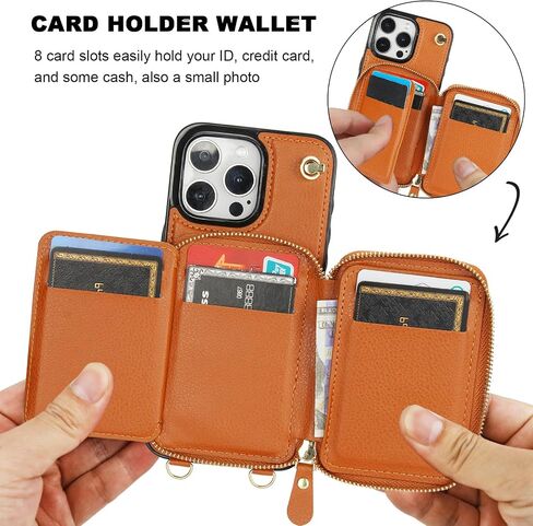 Bocasal RFID Blocking Wallet Case for iPhone 15 Pro Max, Adjustable Crossbody Zipper Purse Case Card Holder with Kickstand Detachable Wrist Strap, PU Leather Flip Folio Case 6.7 Inch 5G (Black) in Kuwait