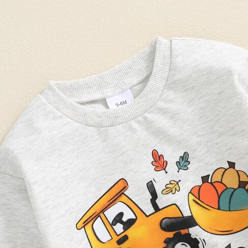 FYBITBO Infant Baby Boys Fall Winter Clothes Pumpkin Tractor Sweatshirt Long Sleeve Shirt Pants Toddler Halloween Outfits in Kuwait