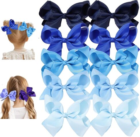 Hair Bows for Girls 10PCS Girls Toddler bows Clips Black Grosgrain Ribbon Alligator Clips Kids Hair Accessories in Saudi Arabia