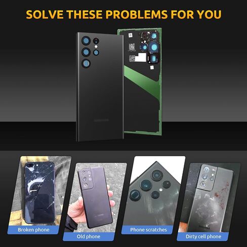Back Cover Glass for Samsung Galaxy S22 5G S901 Black in Saudi Arabia