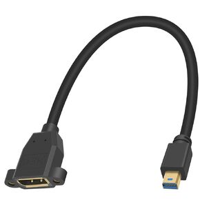 Duttek 90 Degree Mini Displayport Male to Displayport Female Extension Cable (UP Angled) 8K@60Hz Extreme Thin Extension Adapter with Screw Panel Mount Support Bi-Directional Transmission. 1Ft/30cm