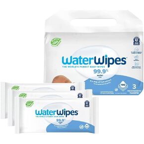 WaterWipes Sensitive+ Newborn & Baby Wipes, 3-In-1 Cleans, Cares, Protects, 99.9% Water, Unscented & Hypoallergenic, 720 Count (12 Packs) in Saudi Arabia