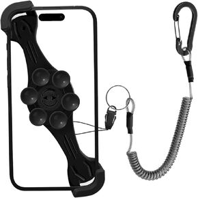 FORZEN Universal Anti-Drop Cellphone Tether,Cellphone Leash,Retractable Tether with Silicone Phone Holder fit Hiking/Fishing/Outdoor (Black A)