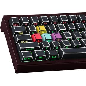 Tsungup Custom Keycaps-Side Print Keycap Set,PBT Shine Through Cool Retro Keycaps 75 Percent,128 Keys Dye Sub Cherry Profile Keyboard Key caps for Cherry MX Mechanical Keyboard-Sketch Black Keycaps