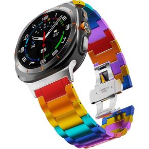 Titanium Bands Compatible with Galaxy Watch Ultra 47mm Band for Men Women, Solid Titanium Metal Band Business Strap Wristband for Galaxy Watch 7 Ultra 47mm, Silver