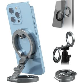 Dual Magnetic Phone Holder Compatiable with Magsafe iPhone 16 15 14 13 12 Pro Max Plus Series, 1/4" Screw Tripod Mount, Gym Magnetic Phone Stand