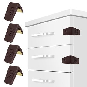 FYY Cabinet Locks for Babies - 8 Pack Child Proof Cabinet Locks Child Safety Locks for Cabinets Baby Proofing Angle Type Drawer Locks Latches with Strong Adhesive for Drawers Doors Cabinets