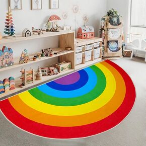 ABREEZE Rainbow Area Rug for Kids Classroom, Home Learning Washable Kids Rug Non-Slip Backing Colorful Rainbow Floor Rug Area Rug Carpet for Room Girls Kids Nursery 6'