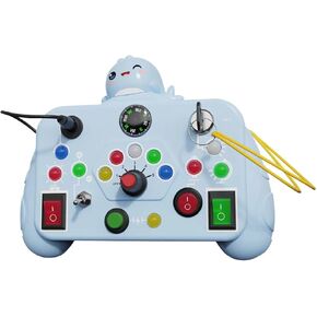 Busy Board with LED Light, Toddler Toys, Montessori Toys, Sensory Toys and Learning Activities, Travel Toys and Birthday Presents for Toddlers
