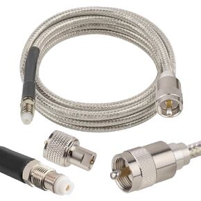 CB Coax Cable,RG8x Coaxial Cable 6ft,RG8X Stranded Core CB Antenna Cable with PL-259 and FME/PL259 Male Connector,Low Loss CB Radio HAM Radio Coax Cable-6 Foot