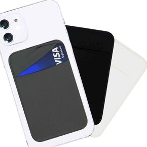 3 Pack Adhesive Phone Wallet Case Card Holder, Cell Phone Pocket Sleeve Stick on Back of Phones, Can Hold Credit/ID/Business Card for iPhone and All Smartphones - Pink