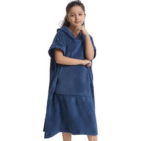 Surf Poncho for Kids Changing Towel,Coral Fleece Swimming Poncho Changing Robe with Pocket and Hood for 5-12 Years