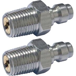 2PCS Male Thread Adapter, Stainless Steel 8mm Quick-Disconnect Plug, PCP Paintball Charging Fittings with Sealing O-Ring