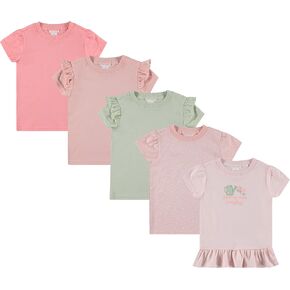 Laura Ashley 5-Pack Infant & Toddler Girls Shirts - Stylish Comfort and Fashion. Multipack Children's Essentials.