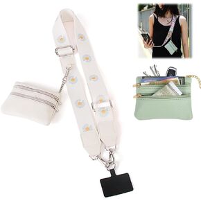 Phone Strap with Zippered Pouch, Universal Phone Lanyard Crossbody Wrist Strap with Wallet