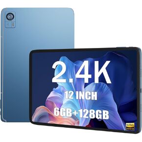 Tablet 12 Inch 2K Android Tablets, Octa-Core+Large Screen Tablet 128GB ROM 6GB RAM, 8000mAh 5MP+13MP Dual Camera Tablets PC, Android 12, 2.4/5G WiFi BT, Incell 1200 * 2000 IPS Gaming Tablet in Saudi Arabia