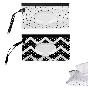 2 Pcs Portable EVA Wipes Bag - Stylish and Practical for Outings, Travel, and Outdoor Sports Wipes Dispenser (Black x 1, White x 1)