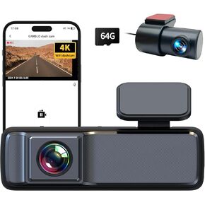 كاميرا قياس السيارة الأمامية والخلفية، كاميرا قياس 4K/2.5K للسيارات مع بطاقة SD سعة 64 جيجابايت، كاميرا داش كام واي فاي، زاوية واسعة 170 درجة، كاميرات قياس رؤية ليلية، كاميرا مزدوجة لوضع انتظار السيارات على مدار 24 ساعة، مستشعر G، تسجيل حلقي، دعم 256 جيجا in Kuwait