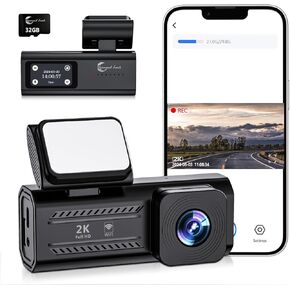 2K Front Dash Cam with WiFi, Diamond Lark Dashboard Dashcam with Free 32GB Card, 1440P Dash Camera for Cars, 1.47" LCD Screen, 170°Wide Angle, 24H Parking Mode, Night Vision, Detachable Bracket