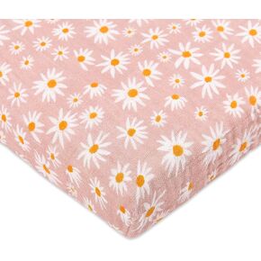 Babyletto 100% Organic Cotton All-Stages Midi Crib Sheet, GOTS-Certified, Fitted 360°, Ultra-Soft and Breathable Muslin - Dewdrop Blue in Kuwait